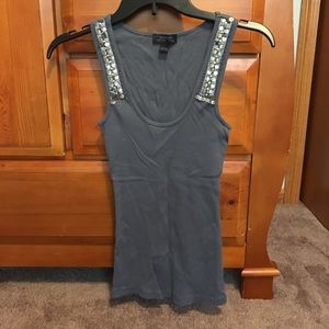 Express blue tank top with silver sequence small